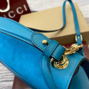 Gucci 815719 Gucci Blondie Medium top handle bag Blue suede - Default Title - View 4