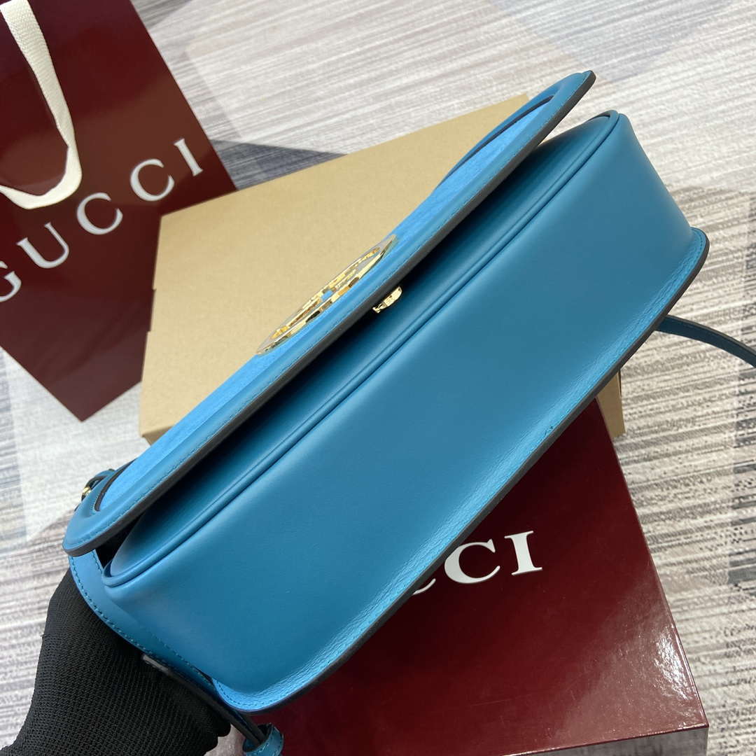Gucci 815719 Gucci Blondie Medium top handle bag Blue suede - Default Title - View 7