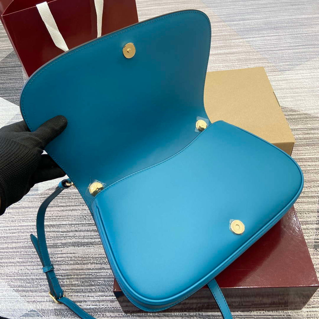 Gucci 815719 Gucci Blondie Medium top handle bag Blue suede