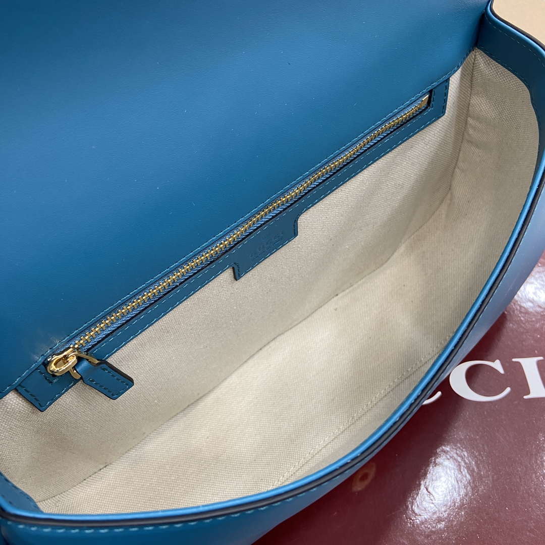 Gucci 815719 Gucci Blondie Medium top handle bag Blue suede - Default Title - View 9