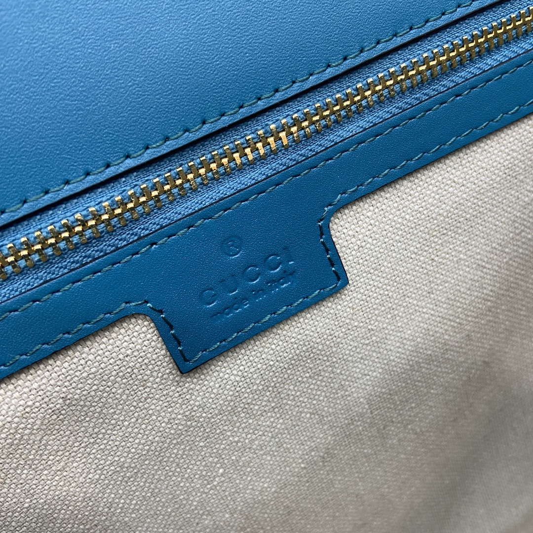 Gucci 815719 Gucci Blondie Medium top handle bag Blue suede
