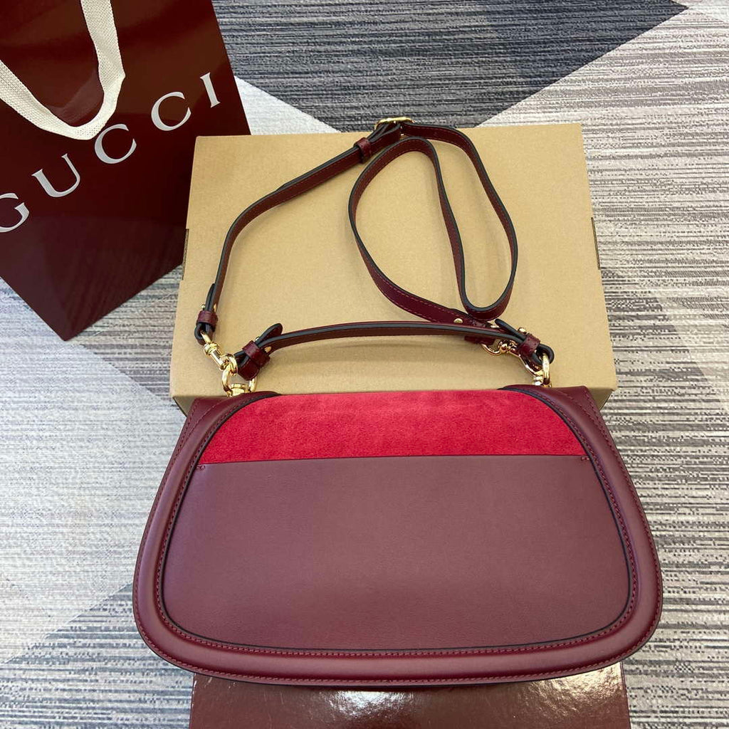 Gucci 815719 Gucci Blondie Medium top handle bag Red and  Wine Red suede