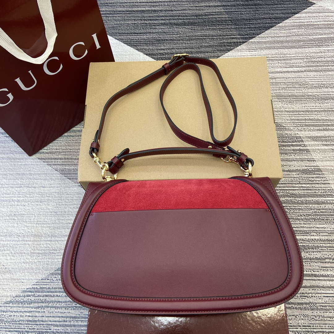 Gucci 815719 Gucci Blondie Medium top handle bag Red and  Wine Red suede