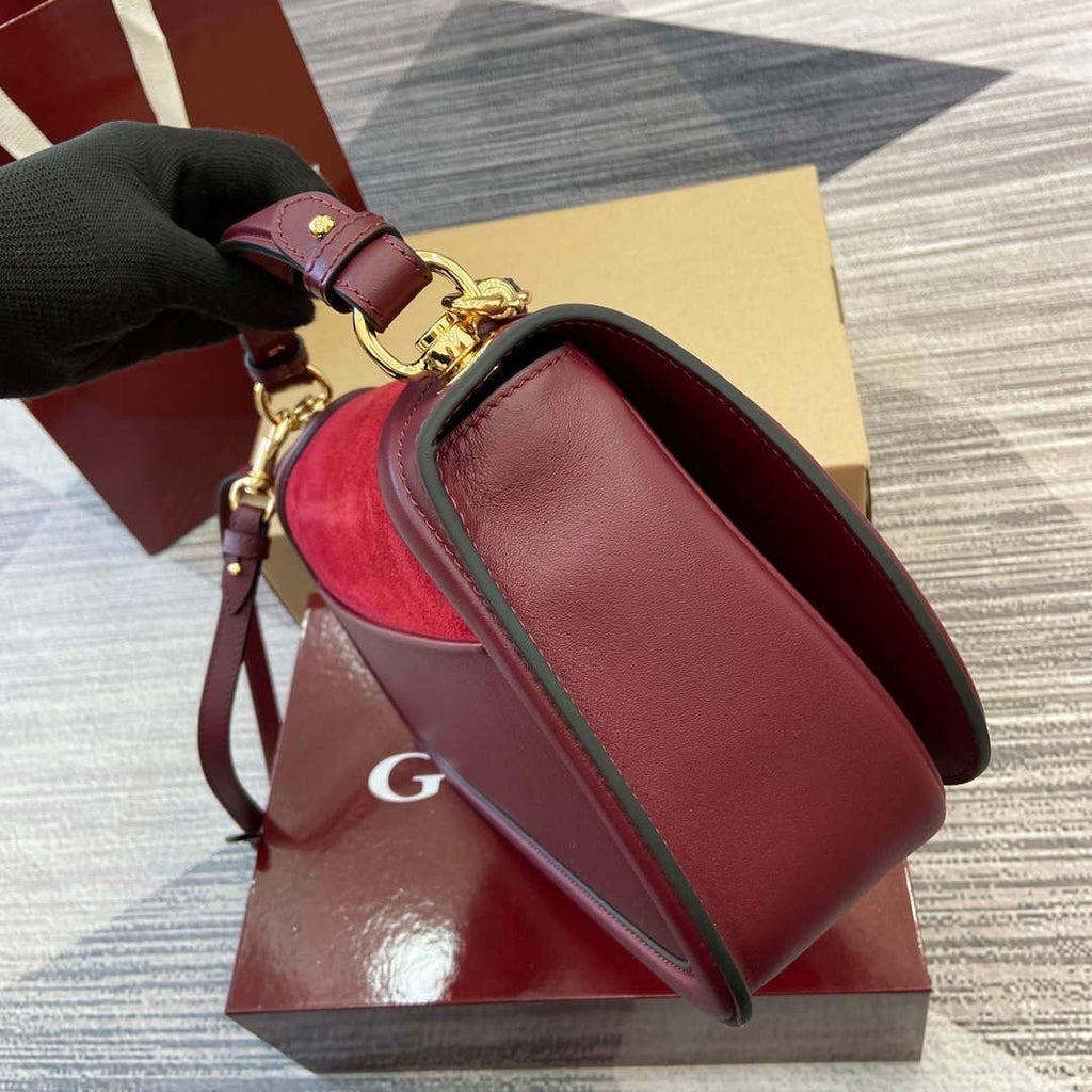 Gucci 815719 Gucci Blondie Medium top handle bag Red and  Wine Red suede