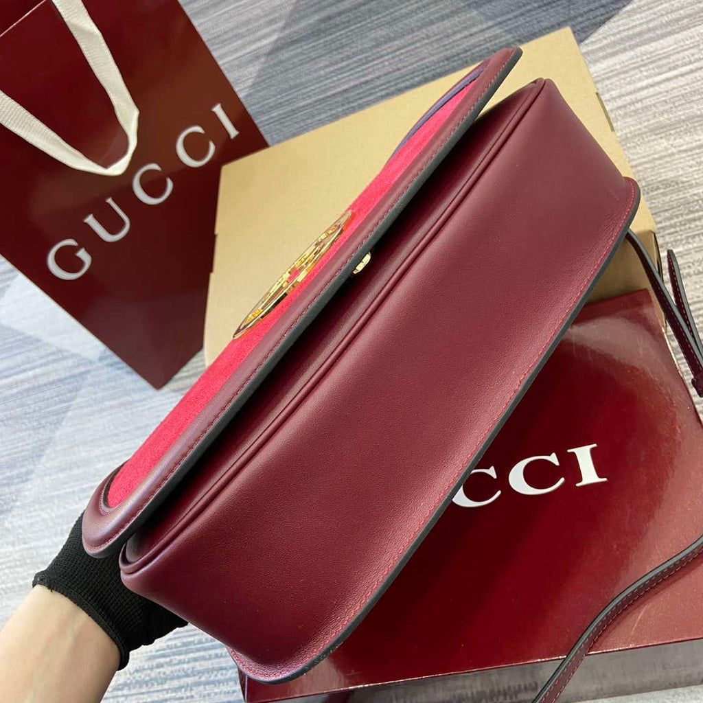 Gucci 815719 Gucci Blondie Medium top handle bag Red and  Wine Red suede