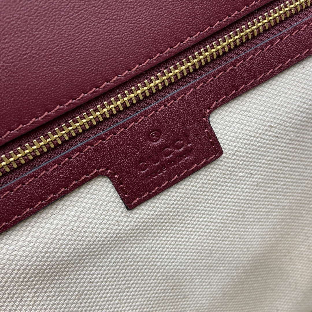 Gucci 815719 Gucci Blondie Medium top handle bag Red and  Wine Red suede - Default Title - View 9