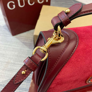 Gucci 815719 Gucci Blondie Medium top handle bag Red and  Wine Red suede - Default Title - View 10