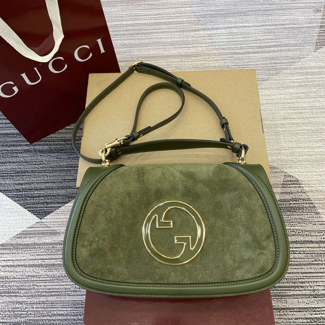 Gucci 815719 Gucci Blondie Medium top handle bag Green suede