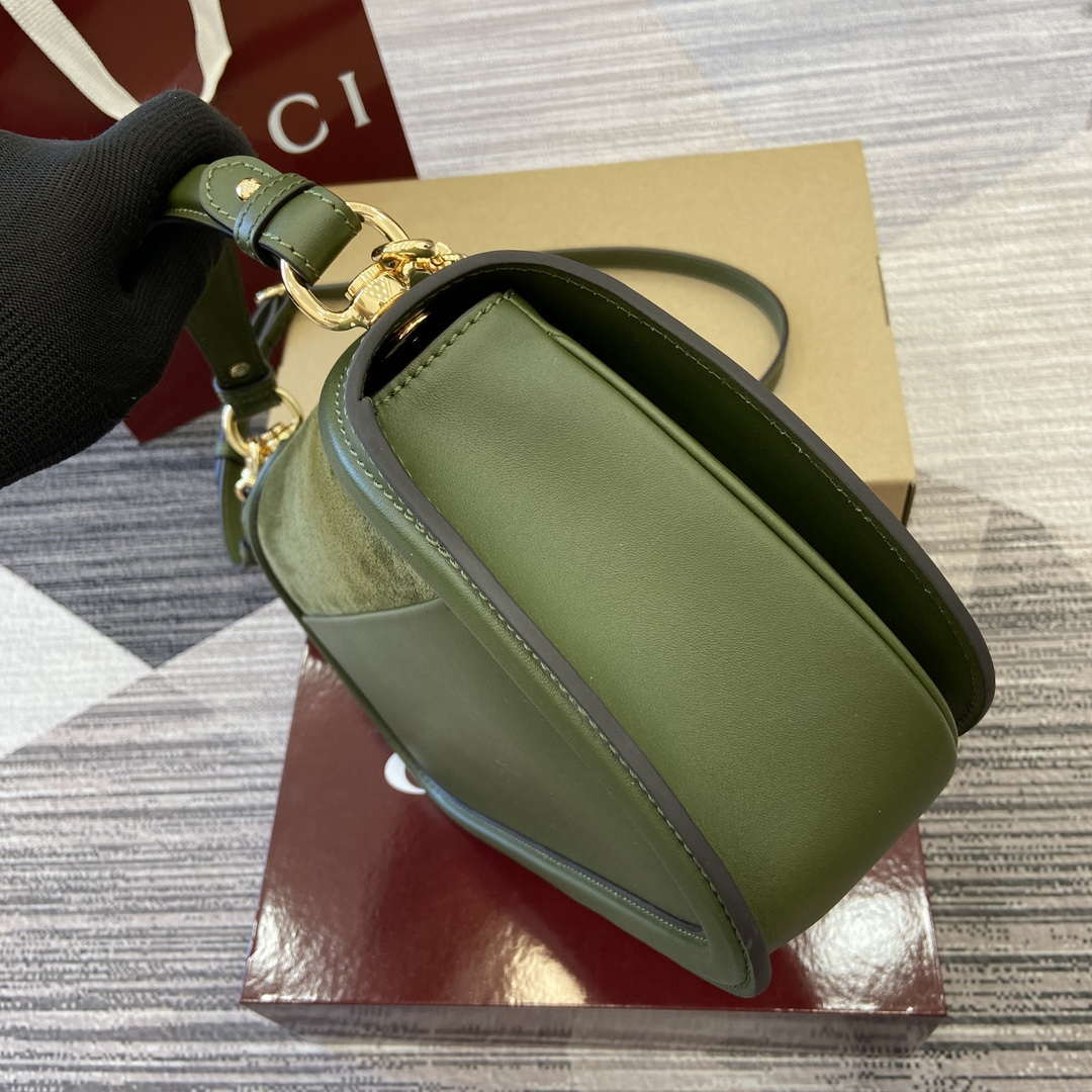 Gucci 815719 Gucci Blondie Medium top handle bag Green suede - Default Title - View 3