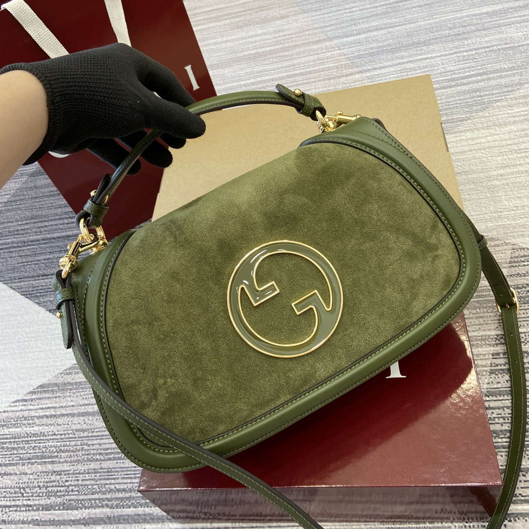 Gucci 815719 Gucci Blondie Medium top handle bag Green suede