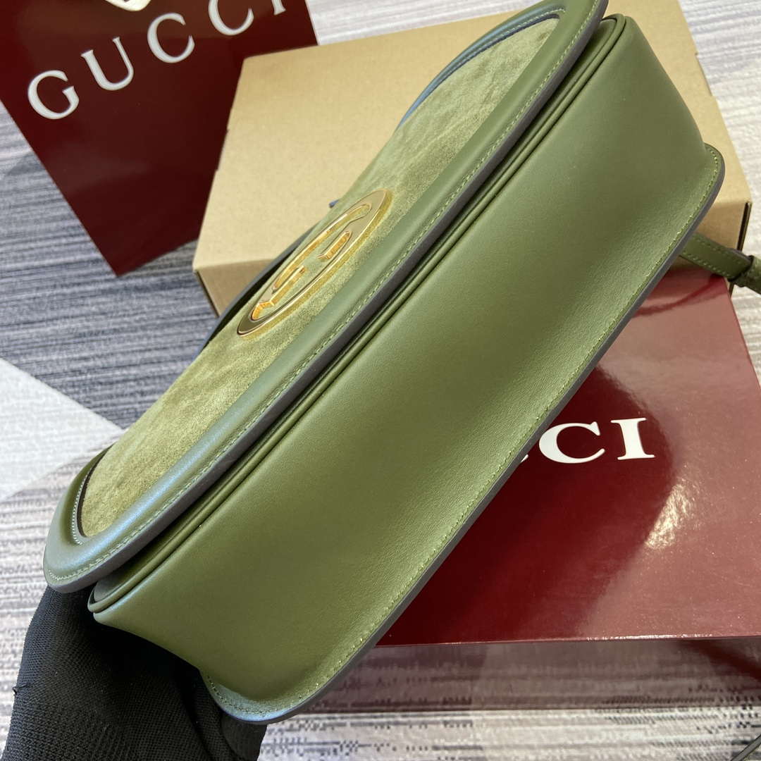 Gucci 815719 Gucci Blondie Medium top handle bag Green suede - Default Title - View 6