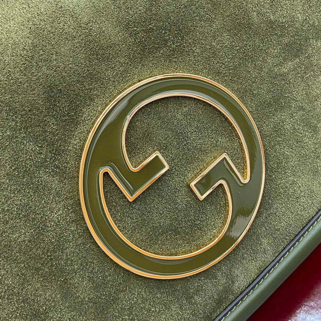 Gucci 815719 Gucci Blondie Medium top handle bag Green suede