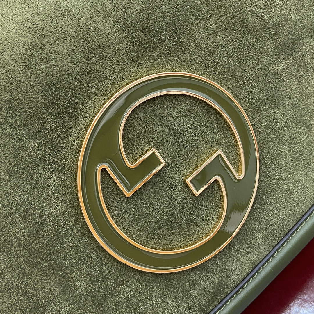 Gucci 815719 Gucci Blondie Medium top handle bag Green suede - Default Title - View 7