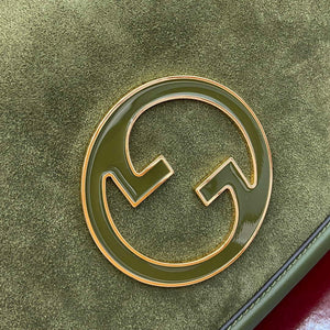 Gucci 815719 Gucci Blondie Medium top handle bag Green suede - Default Title - View 7