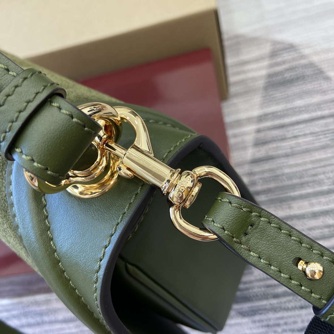 Gucci 815719 Gucci Blondie Medium top handle bag Green suede - Default Title - View 10