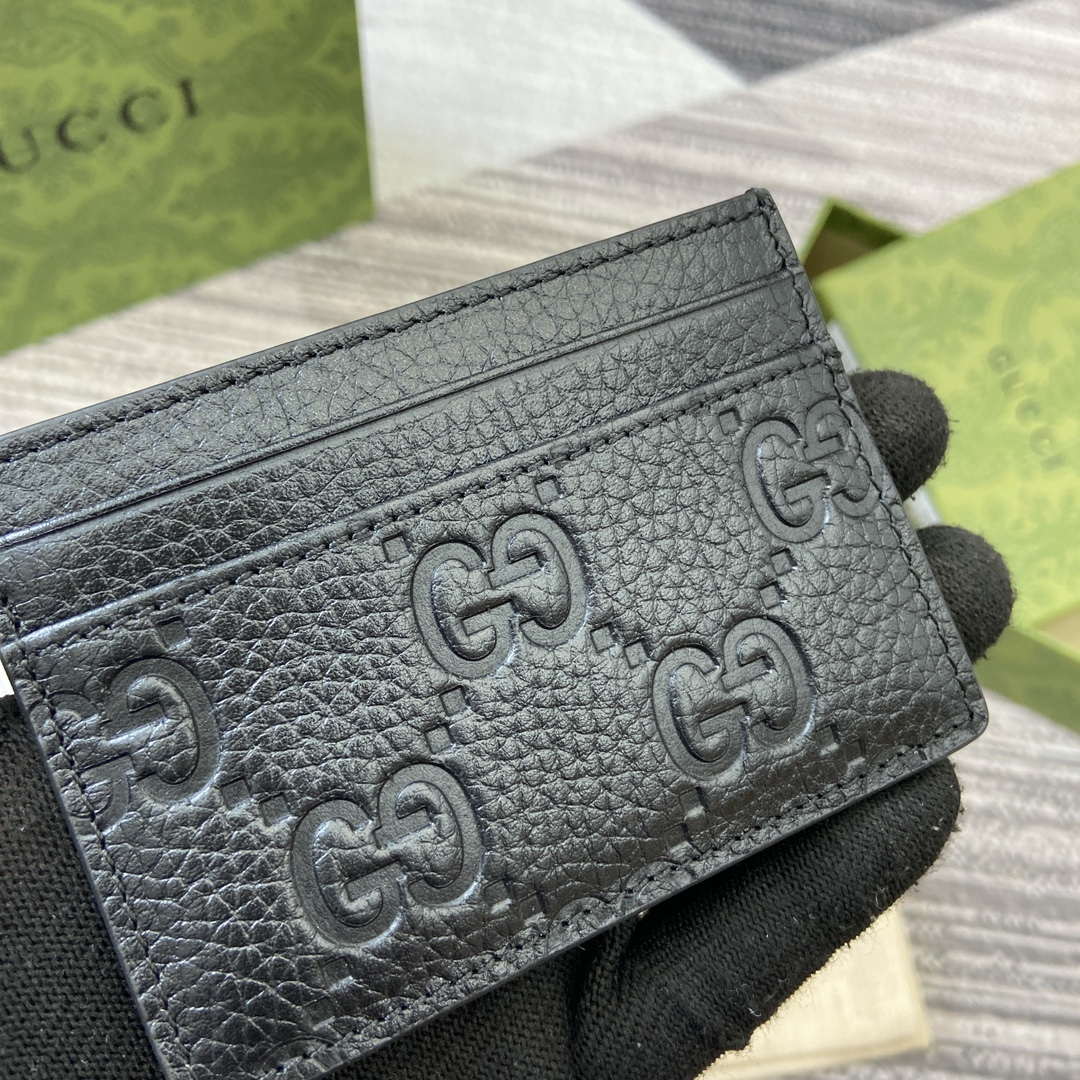 Gucci 815883 GG Emblem card case Black Leather - Default Title - View 7