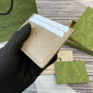 Gucci 815883 GG Emblem card case Taupe Leather - Default Title - View 5