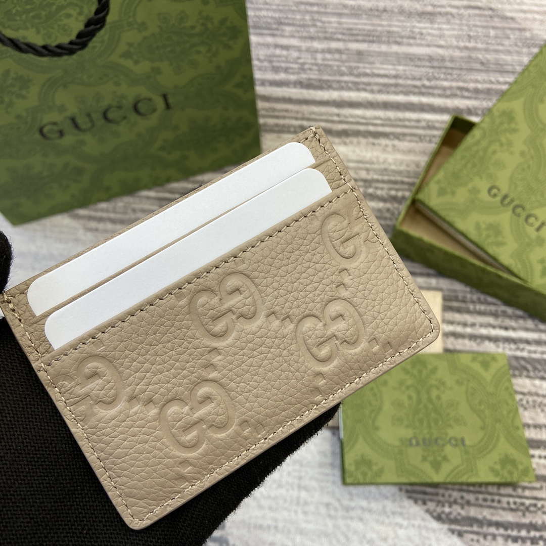 Gucci 815883 GG Emblem card case Taupe Leather - Default Title - View 8