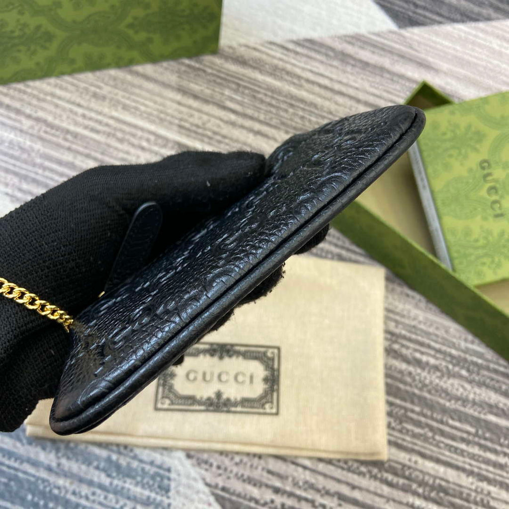 Gucci 815891 GG Emblem Purse wallet Black