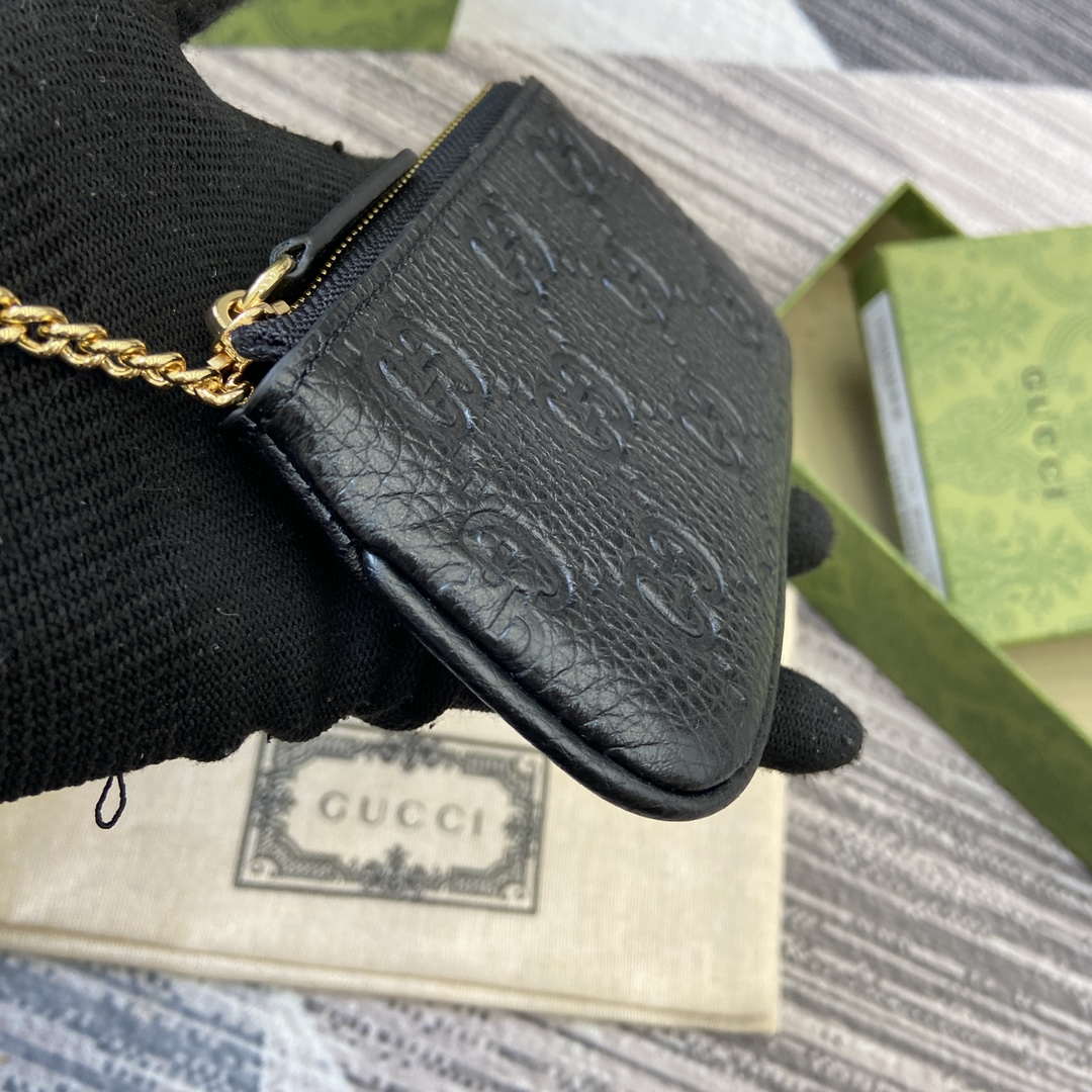 Gucci 815891 GG Emblem Purse wallet Black - Default Title - View 6