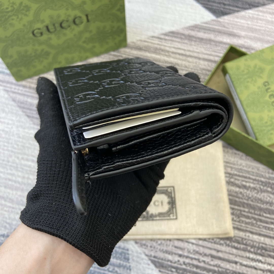 Gucci 815874 GG Emblem Medium wallet Black - Default Title - View 5