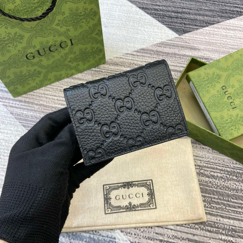 Gucci 815901 GG Emblem mini wallet Black
