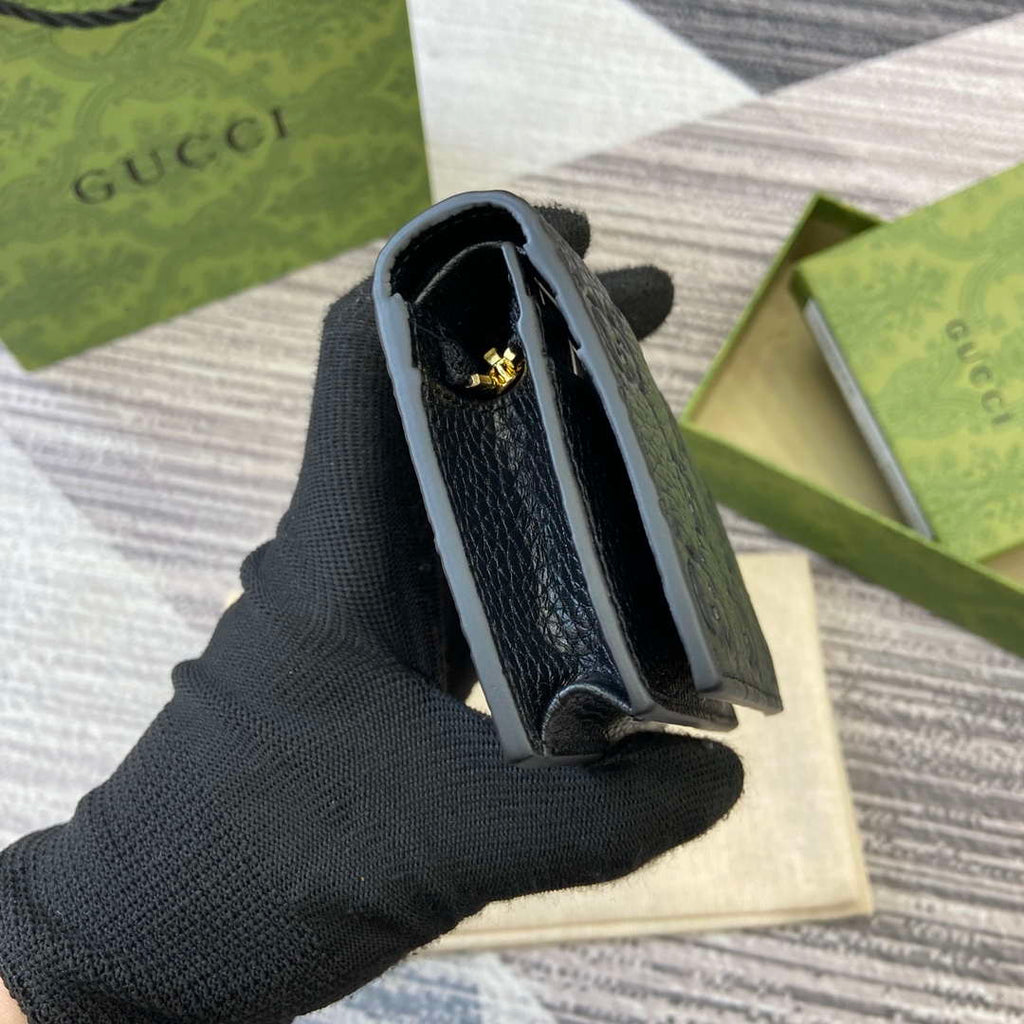 Gucci 815901 GG Emblem mini wallet Black