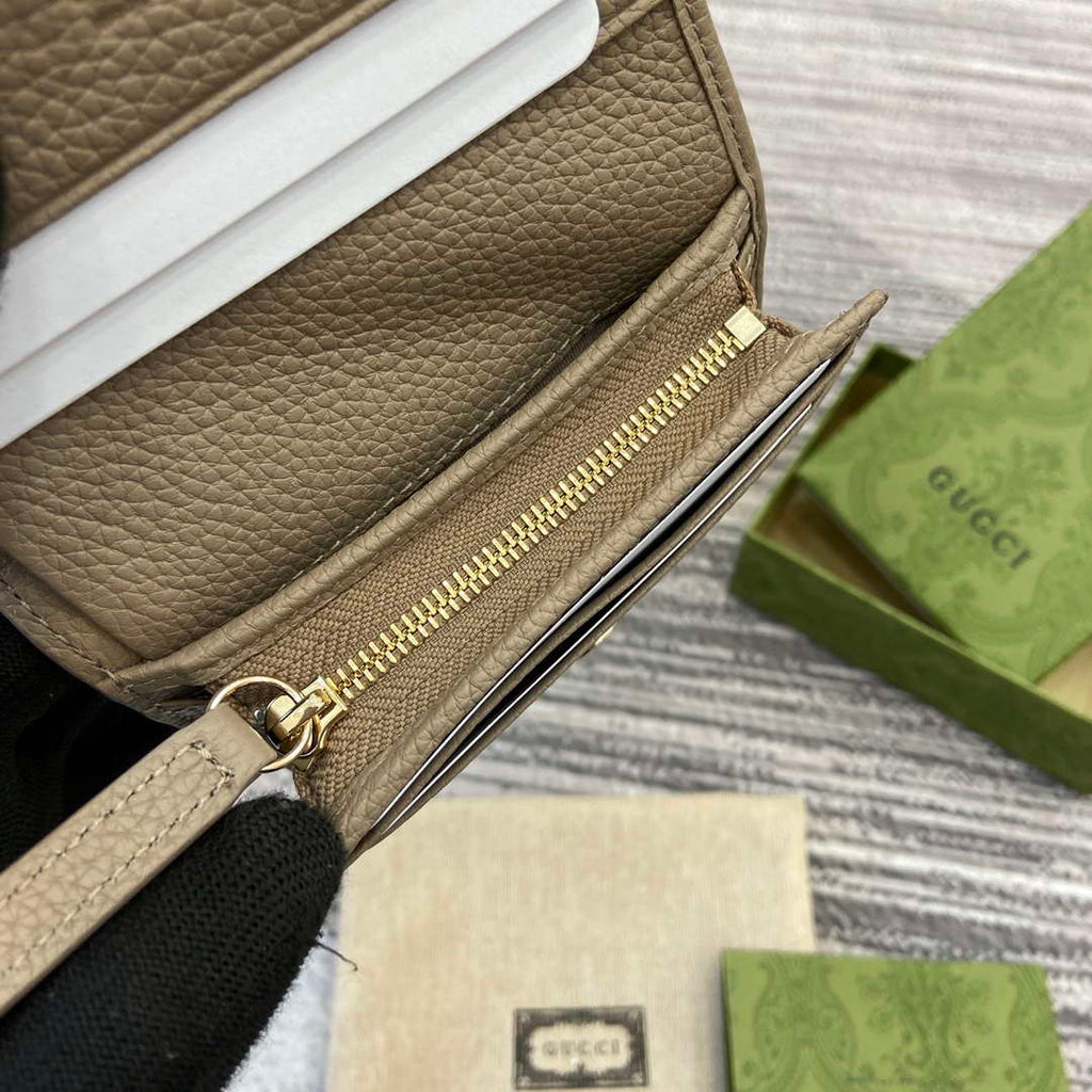 Gucci 815901 GG Emblem mini wallet Taupe