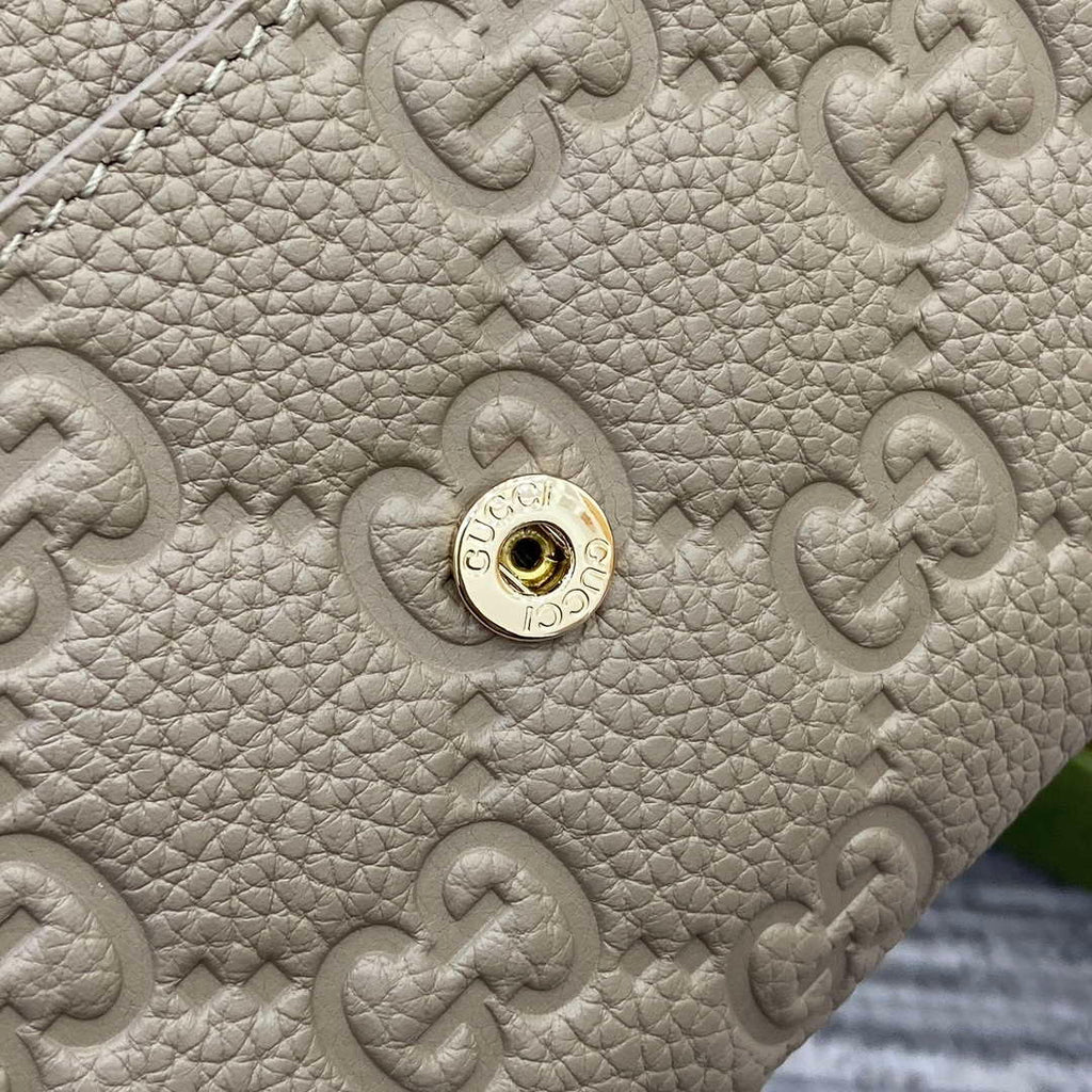 Gucci 815922 GG Emblem continental wallet Taupe