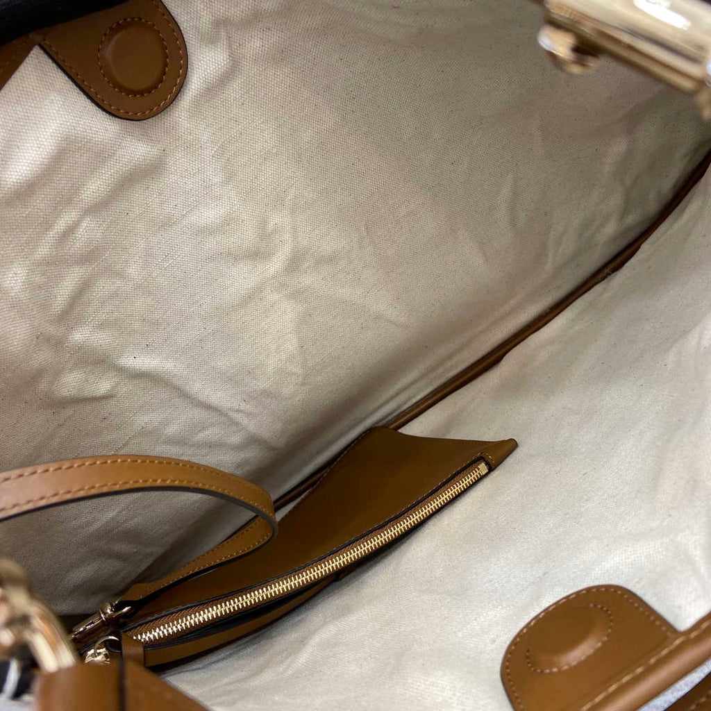 Gucci 815924 Gucci B Medium Shoulder Bag Brown leather trim