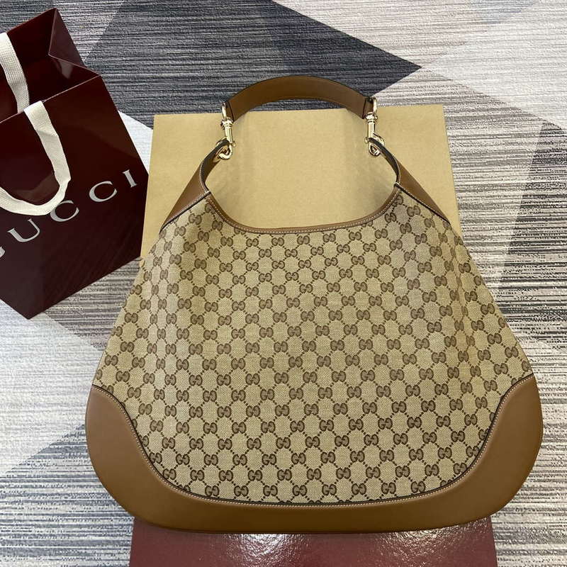 Gucci 815924 Gucci B Medium Shoulder Bag Brown leather trim