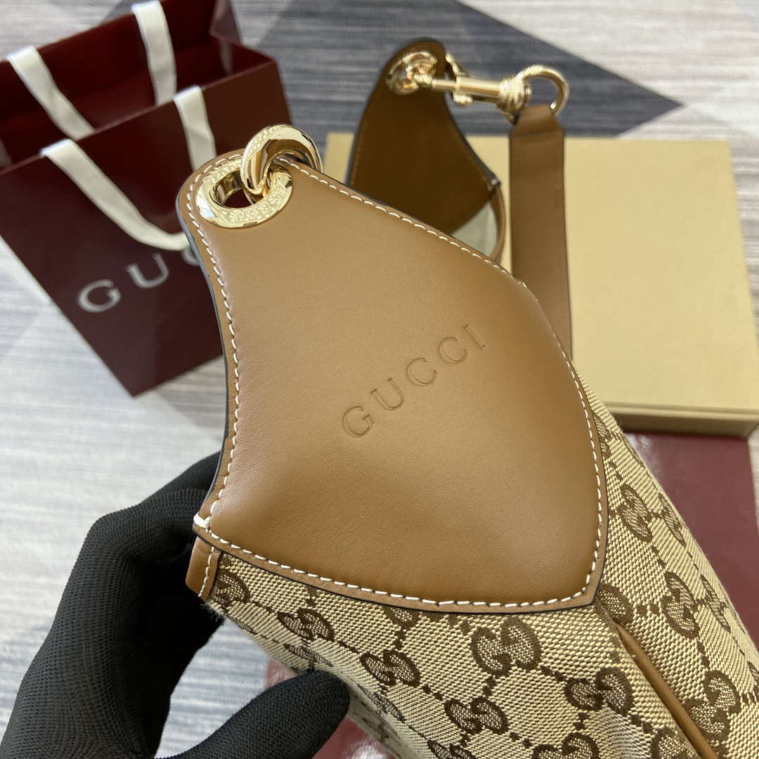 Gucci 815924 Gucci B Medium Shoulder Bag Brown leather trim