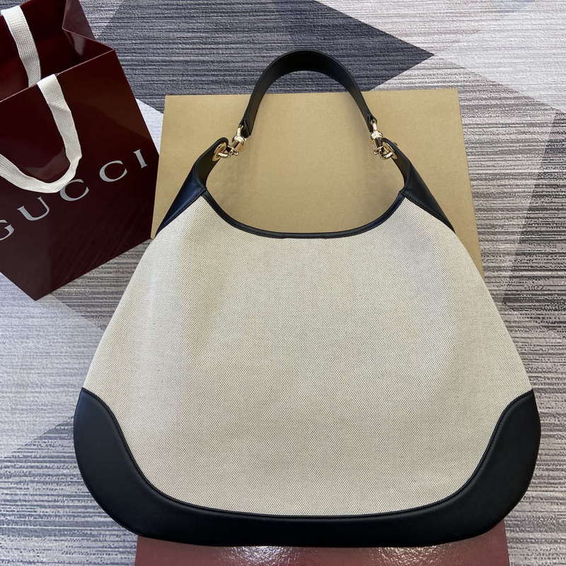 Gucci 815924 Gucci B Medium Shoulder Bag Natural cotton linen canvas Black