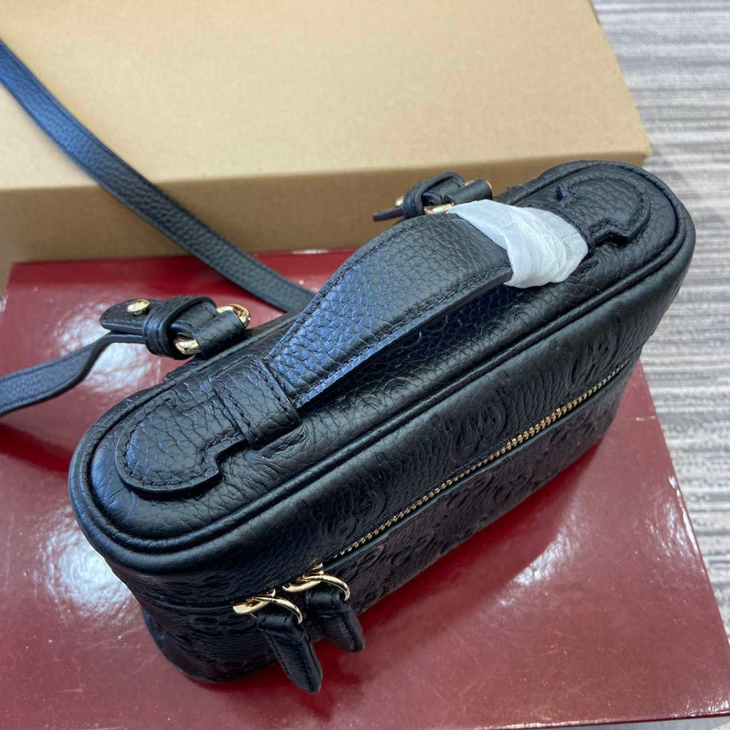 Gucci 815949 GG Emblem super mini bag Black