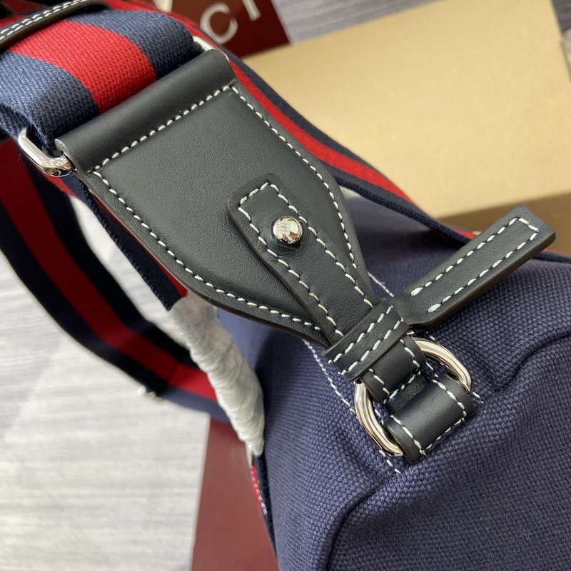 Gucci 816865 Small Printed Canvas Duffle Bag Dark blue