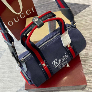 Gucci 816865 Small Printed Canvas Duffle Bag Dark blue - Default Title - View 12