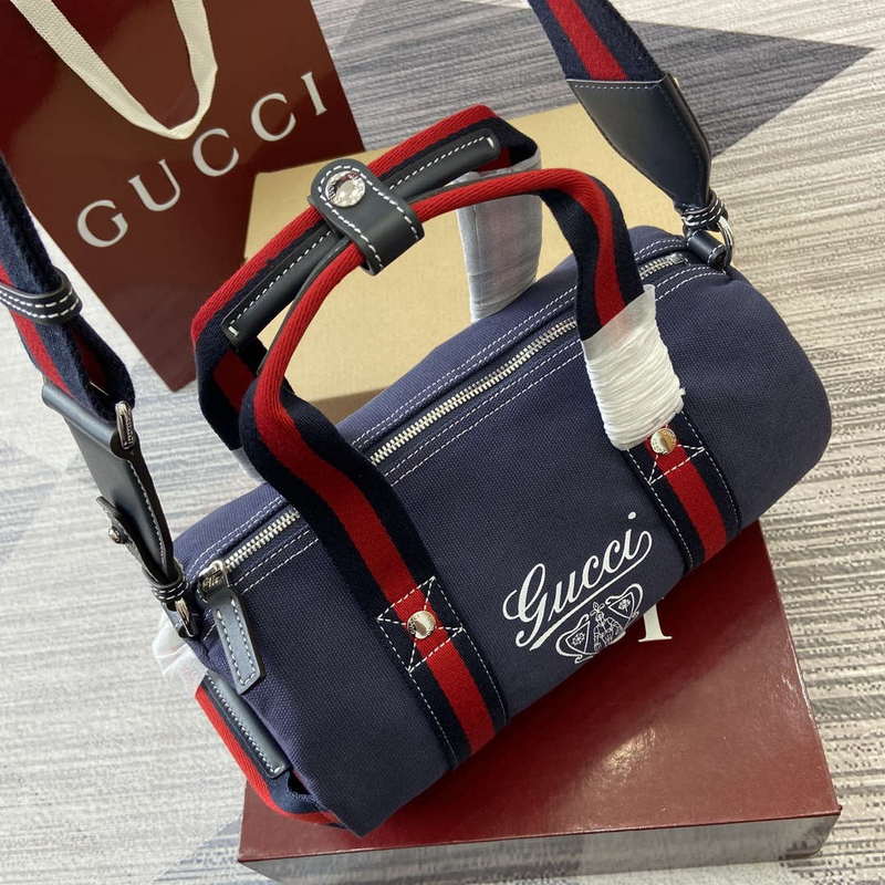 Gucci 816865 Small Printed Canvas Duffle Bag Dark blue - Default Title - View 12