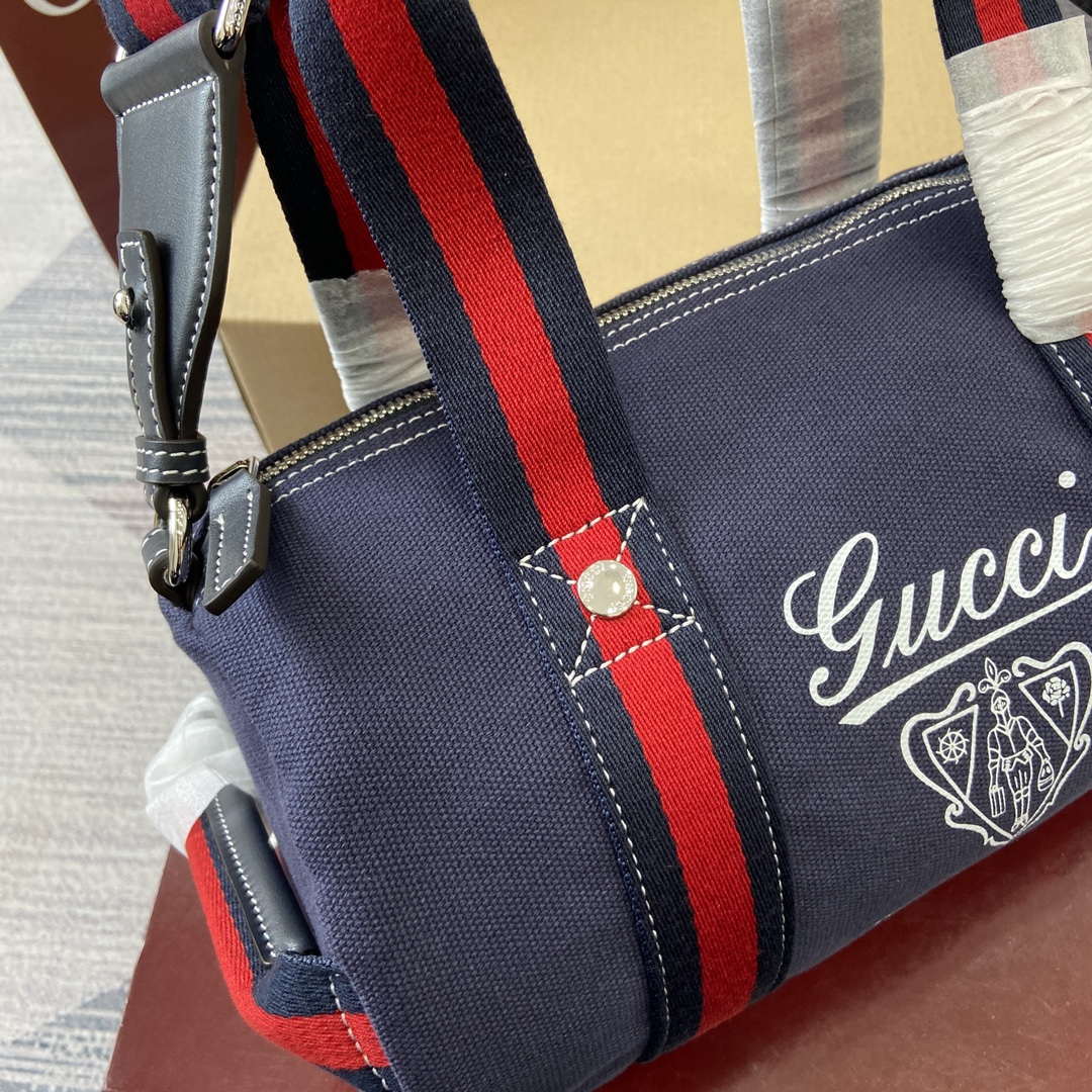Gucci 816865 Small Printed Canvas Duffle Bag Dark blue - Default Title - View 5