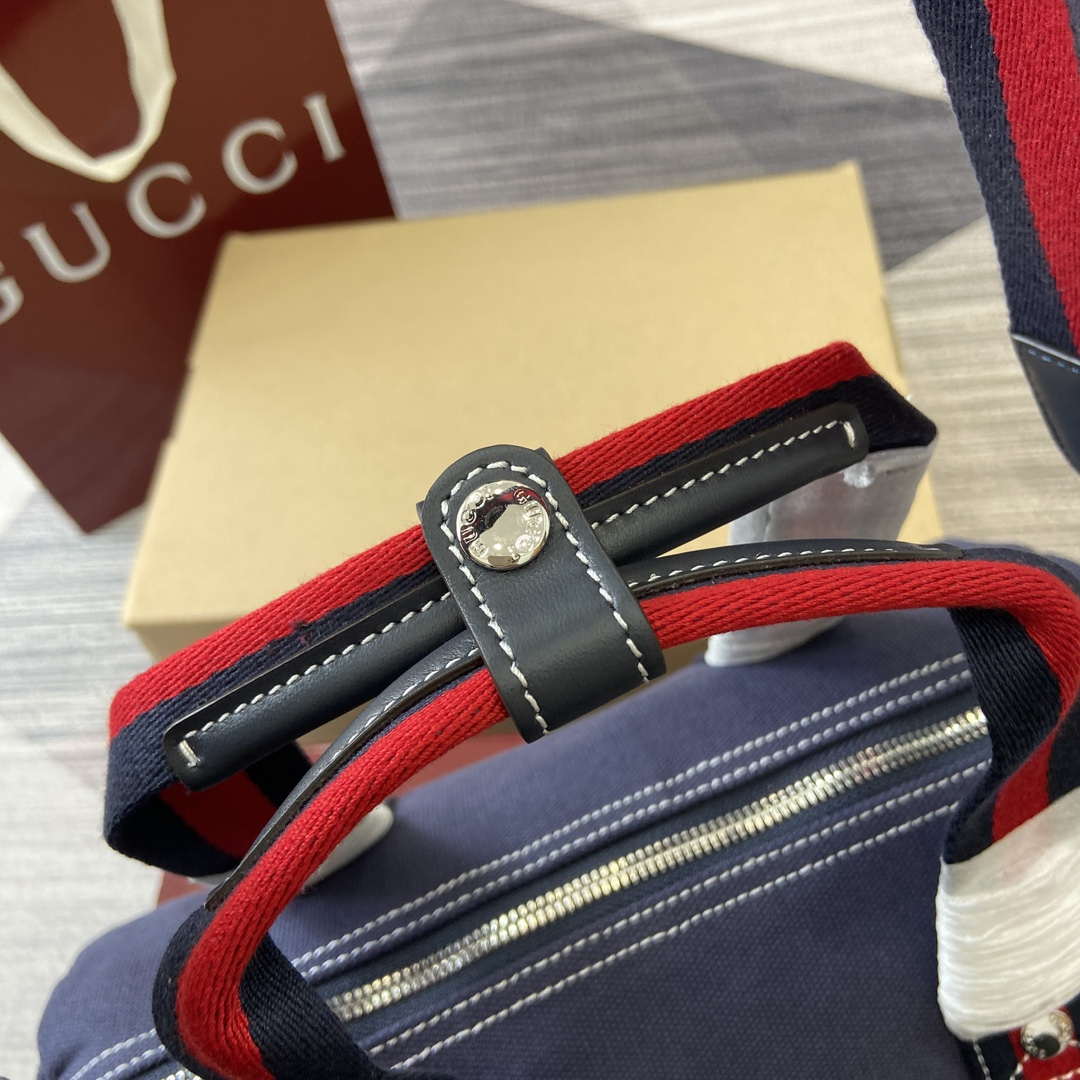 Gucci 816865 Small Printed Canvas Duffle Bag Dark blue - Default Title - View 6