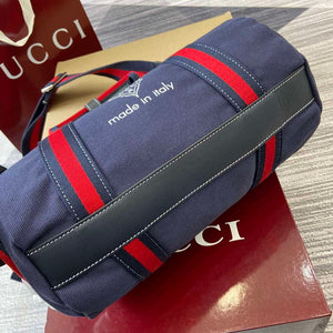 Gucci 816865 Small Printed Canvas Duffle Bag Dark blue - Default Title - View 8