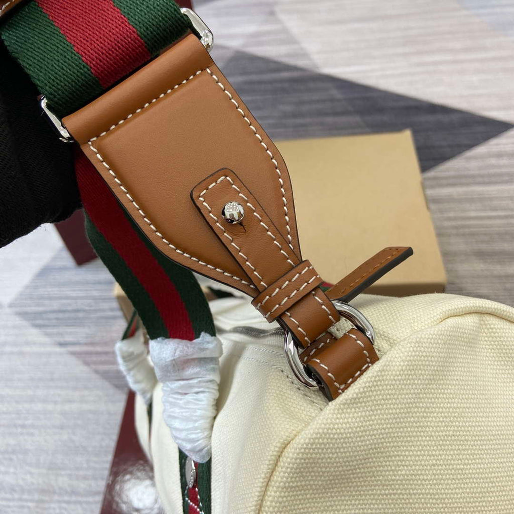 Gucci 816865 Small Printed Canvas Duffle Bag Off white