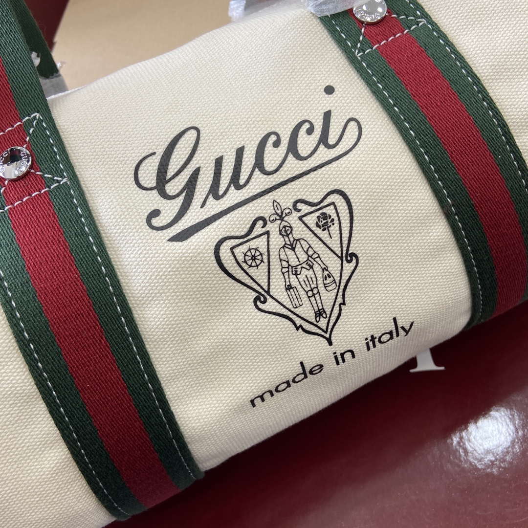 Gucci 816865 Small Printed Canvas Duffle Bag Off white - Default Title - View 6