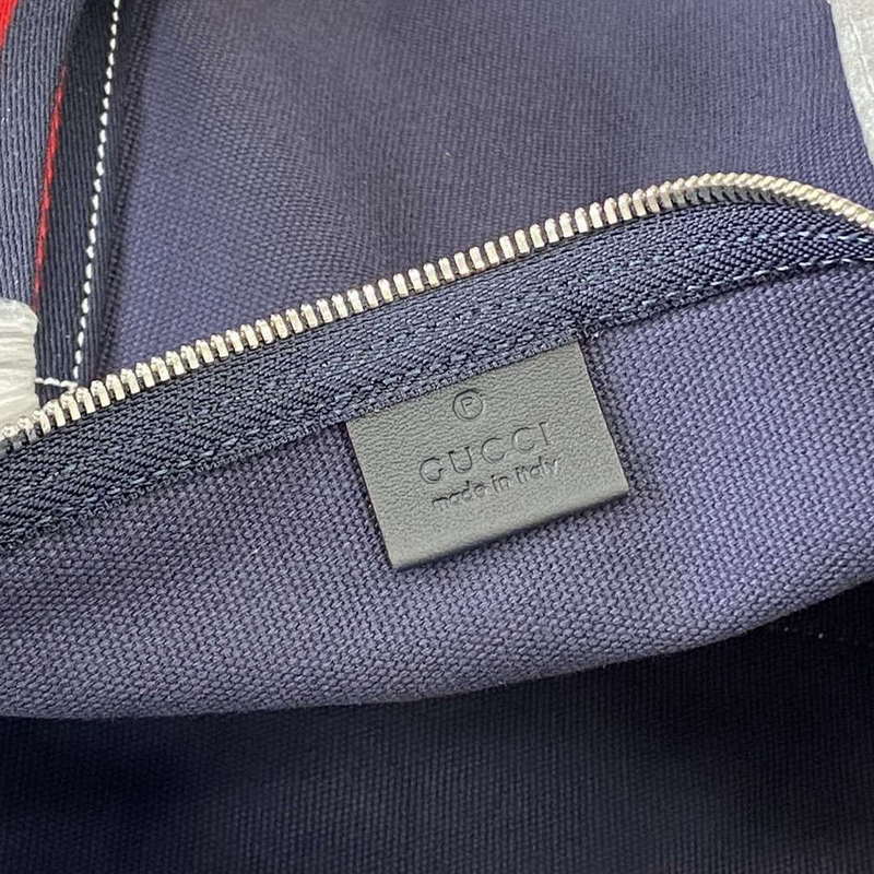 Gucci 816866 Large Printed Canvas Duffle Bag Dark Blue