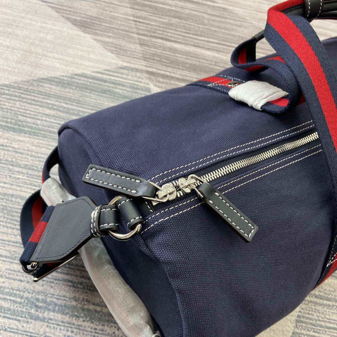 Gucci 816866 Large Printed Canvas Duffle Bag Dark Blue