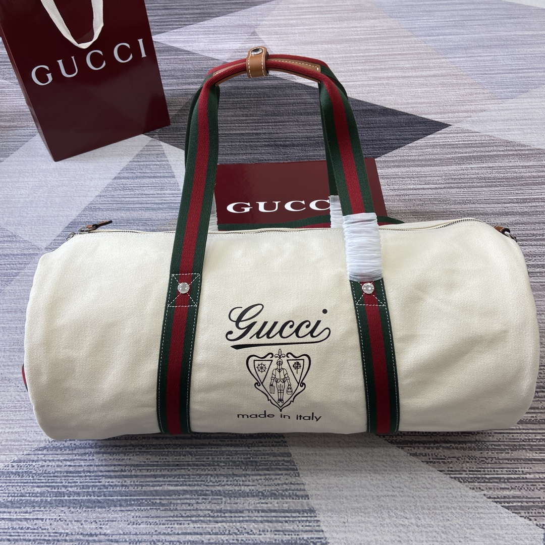 Gucci 816866 Large Printed Canvas Duffle Bag Off white