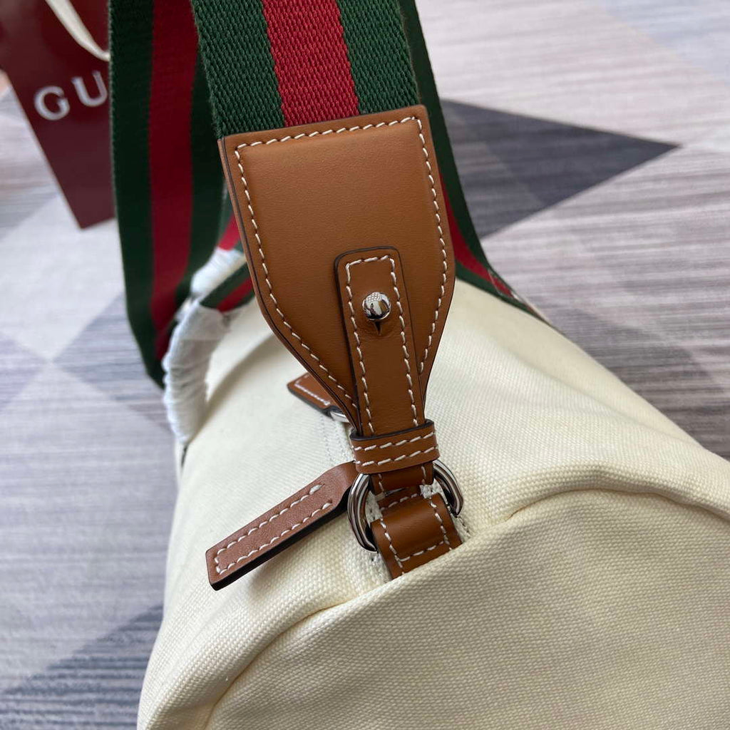 Gucci 816866 Large Printed Canvas Duffle Bag Off white