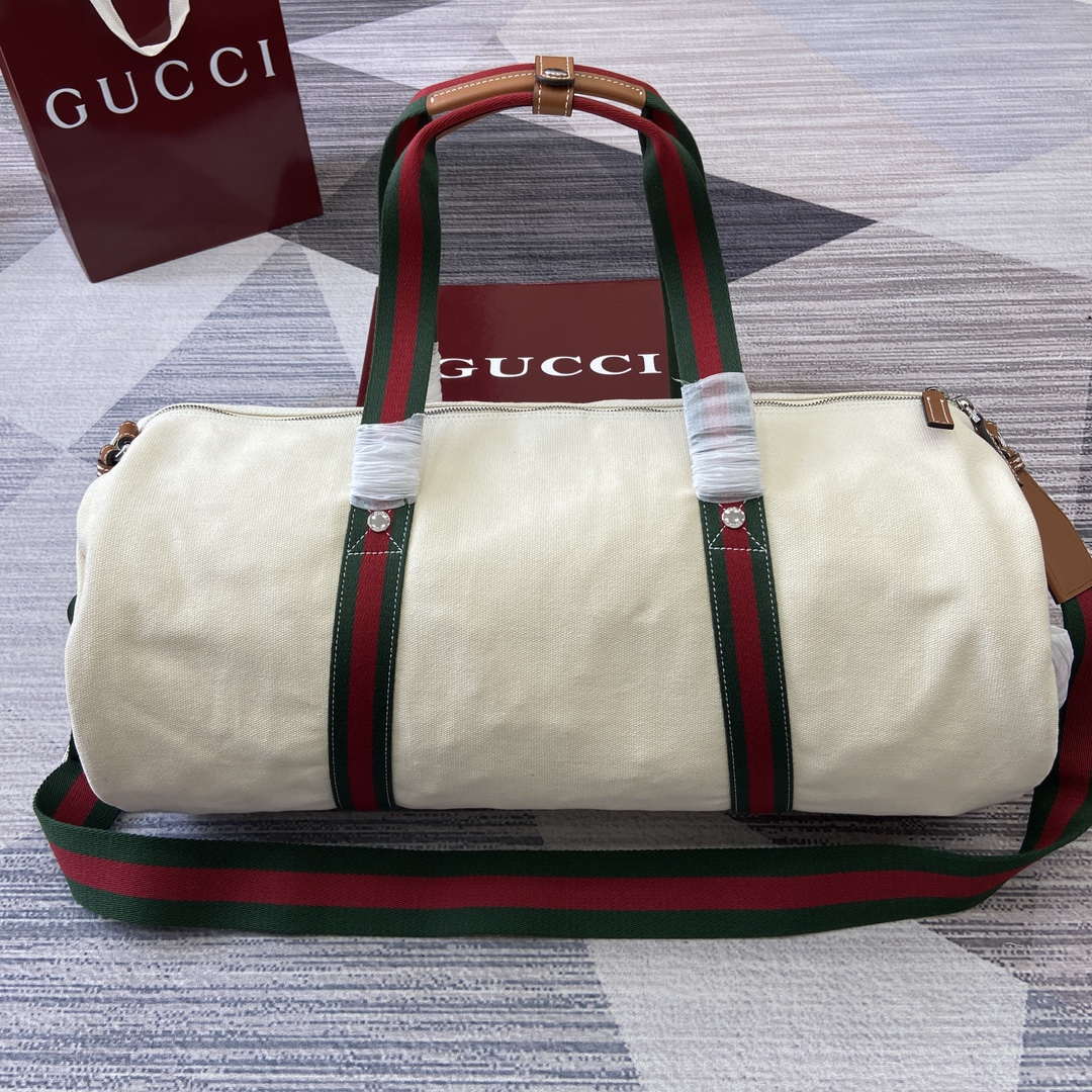 Gucci 816866 Large Printed Canvas Duffle Bag Off white