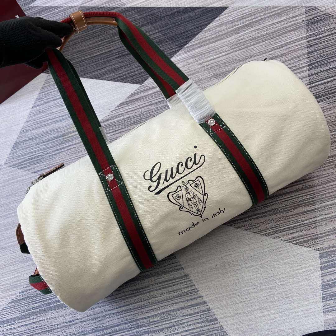 Gucci 816866 Large Printed Canvas Duffle Bag Off white
