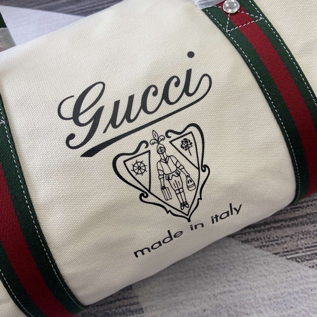 Gucci 816866 Large Printed Canvas Duffle Bag Off white - Default Title - View 6