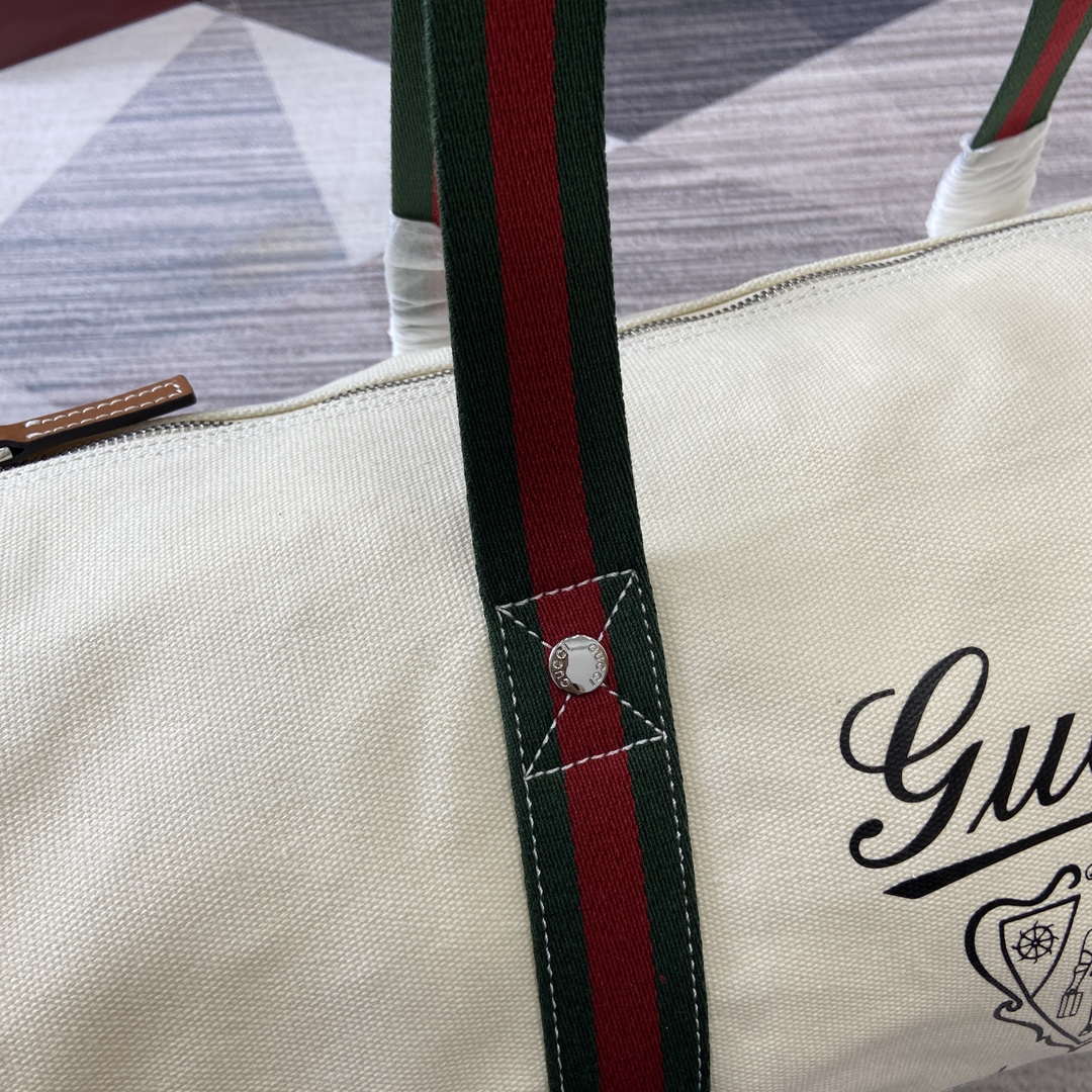 Gucci 816866 Large Printed Canvas Duffle Bag Off white